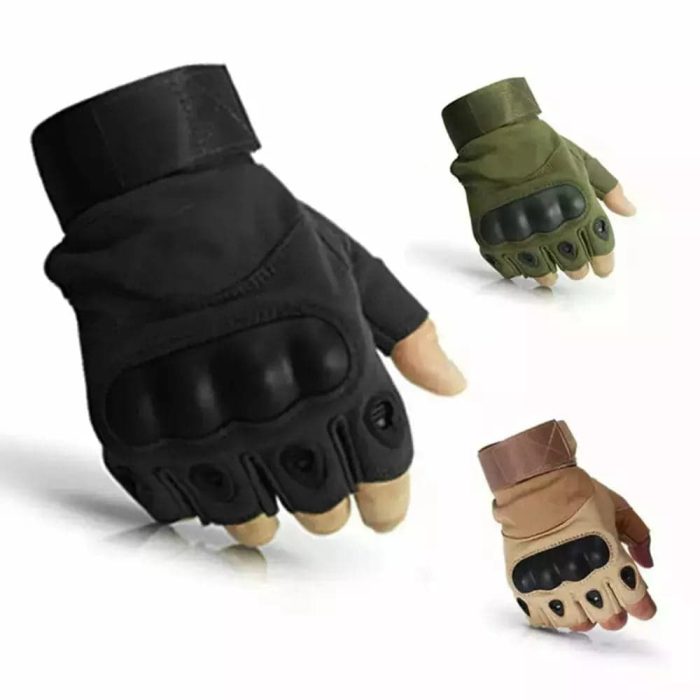 Black Gloves Half Finger Sport Durable Tactical - Unisex - Image 2